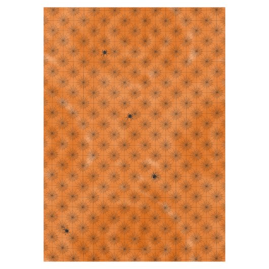 Halloween-Spinnen-Netz mit Spinnen auf Orange Tischdecke (Vorderseite)