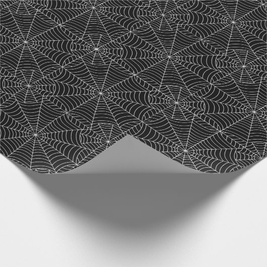 Halloween-Spinnen-Netze auf Schwarzem Geschenkpapier (Ecke)