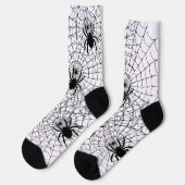 Halloween-Spinnen und Spinnennetze Grusel-Pattern Socken (Linkes Detail)