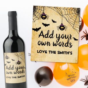 Halloween-Spinnen Vintage-Party-Dekor Weinetikett