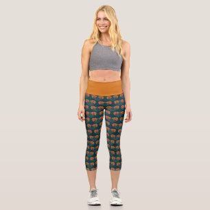 Halloween, Spinnen, Webs, Orangerlilie, Dunkler Wh Capri Leggings
