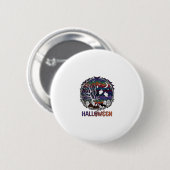 Halloween Spinnennetz Baum Geister Kürbisse Grabst Button (Vorne & Hinten)