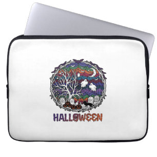 Halloween Spinnennetz Baum Geister Kürbisse Grabst Laptopschutzhülle