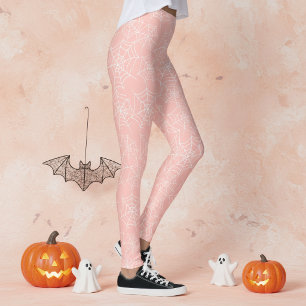Halloween-Spinnennetz-Muster Rosa Weiß ID1328 Leggings