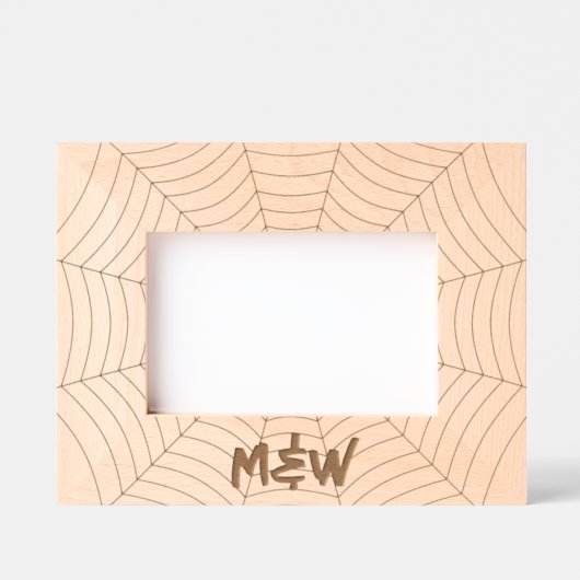 Halloween-Spinnennetz-Muster schwarz Monogramm Geätzte Rahmen (Vorderseite)