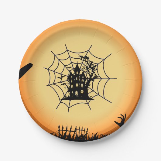 Halloween-Spinnennetz-PapiertellerPapierteller Pappteller (Vorderseite)