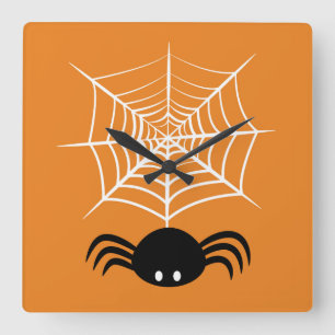 Halloween Spinnennetz  Quadratische Wanduhr