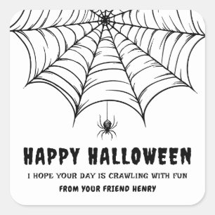 Halloween Spinnennetz  Quadratischer Aufkleber