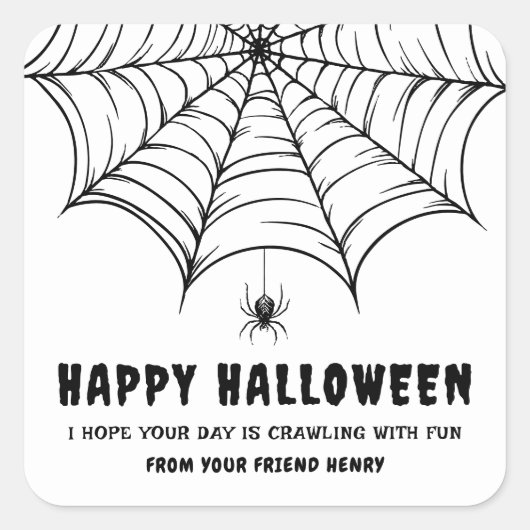 Halloween Spinnennetz Quadratischer Aufkleber (Vorderseite)