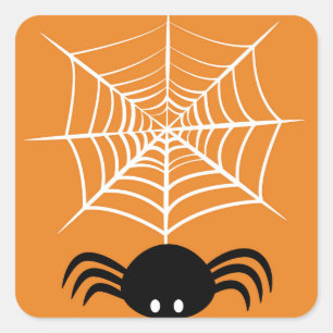 Halloween Spinnennetz Quadratischer Aufkleber