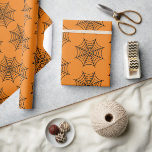 Halloween Spinnennetz Schwarz Lila Goth Schauerlic Geschenkpapier