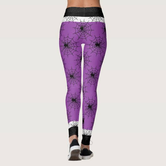 Halloween Spinnennetz schwarz und lila Leggings (Rückseite)