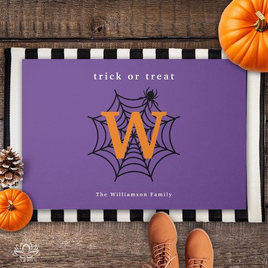 Halloween Spinnennetz Süßes oder Saures Monogramm Fußmatte