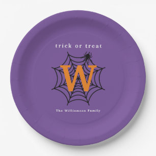 Halloween Spinnennetz Trick-or-Treat-Monogramm Pappteller