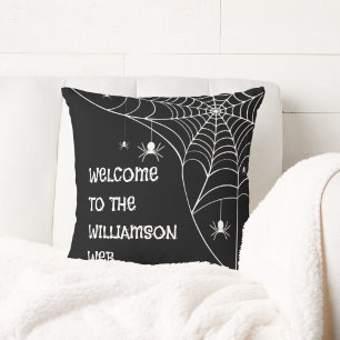 Halloween Spinnennetz Willkommen Kissen