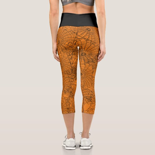 Halloween Spinnennetze Benutzerfarben Capri Leggings (Rückseite)
