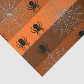 Halloween Spinnennetze mit Spinnen auf Orange. Seidenpapier (Detail)