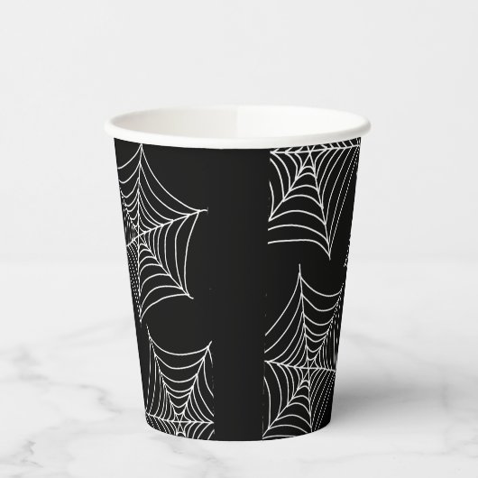 Halloween Spinnennetze schwarz Pappbecher (Links)