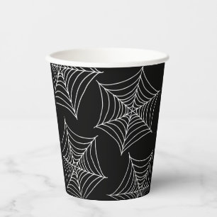Halloween Spinnennetze schwarz Pappbecher