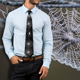 Halloween Spinnennetze schwarze Krawatte