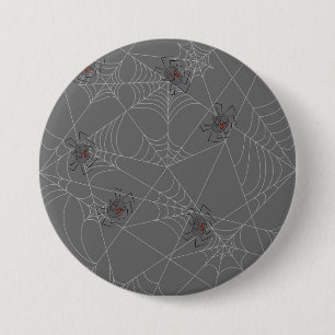 Halloween Spinnennetze und Kürbis Button