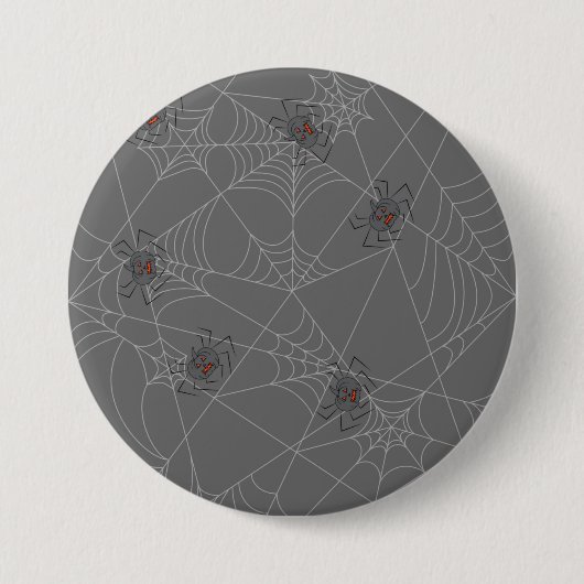 Halloween Spinnennetze und Kürbis Button (Vorderseite)