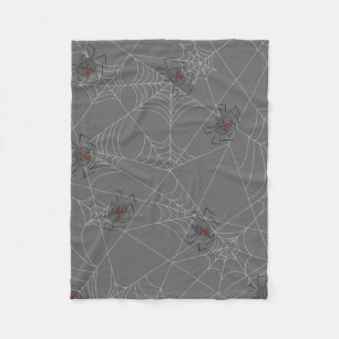 Halloween Spinnennetze und Kürbis Fleecedecke