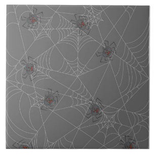 Halloween Spinnennetze und Kürbis Fliese