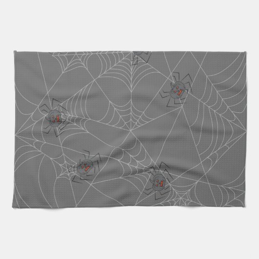 Halloween Spinnennetze und Kürbis Geschirrtuch (Horizontal)