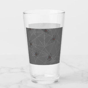 Halloween Spinnennetze und Kürbis Glas