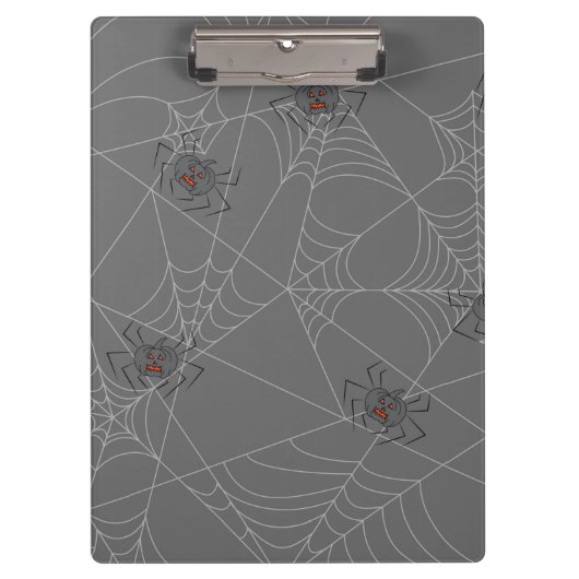 Halloween Spinnennetze und Kürbis Klemmbrett (Vorderseite)