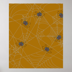 Halloween Spinnennetze und Kürbis Poster