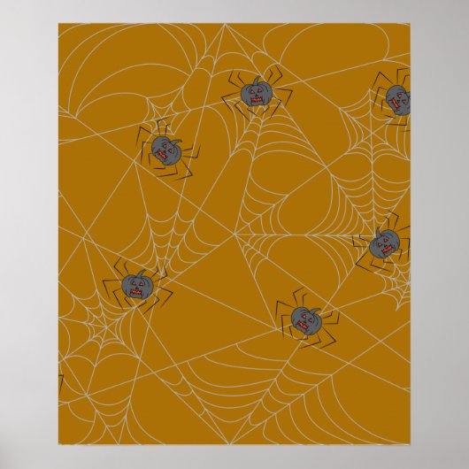 Halloween Spinnennetze und Kürbis Poster (Vorne)