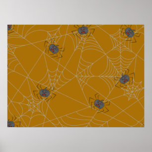 Halloween Spinnennetze und Kürbis Poster