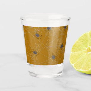 Halloween Spinnennetze und Kürbis Schnapsglas