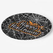 Halloween-Spinnenweben Pappteller (Schrägansicht)
