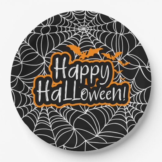 Halloween-Spinnenweben Pappteller (Vorderseite)