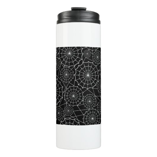 Halloween-Spinngewebe Thermosbecher (Vorderseite)