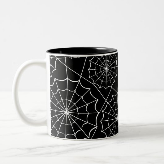 Halloween-Spinngewebe Zweifarbige Tasse (Links)