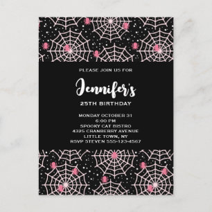 Halloween Spinnweben und Spinnen Muster Einladungspostkarte