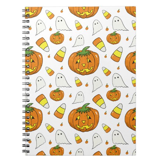 Halloween Spiral Notebook – Ghosts & Candy Corn Notizblock (Vorderseite)