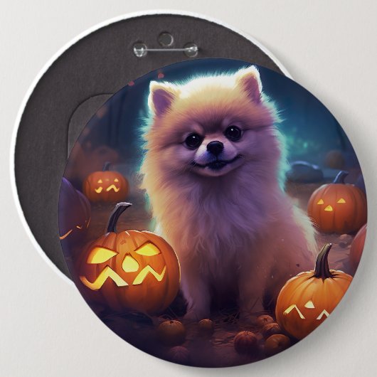Halloween-Spitz mit Pumpkins Beängstigend Button (Vorne & Hinten)