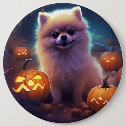 Halloween-Spitz mit Pumpkins Beängstigend Button (Vorderseite)