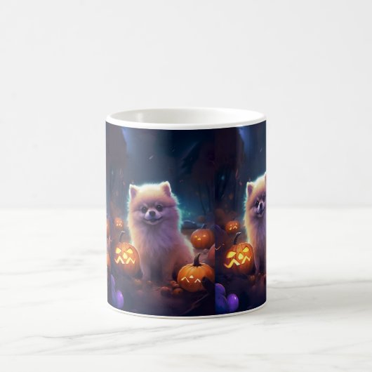Halloween-Spitz mit Pumpkins Beängstigend Kaffeetasse (Mittel)