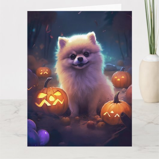 Halloween-Spitz mit Pumpkins Beängstigend Karte (Vorderseite)