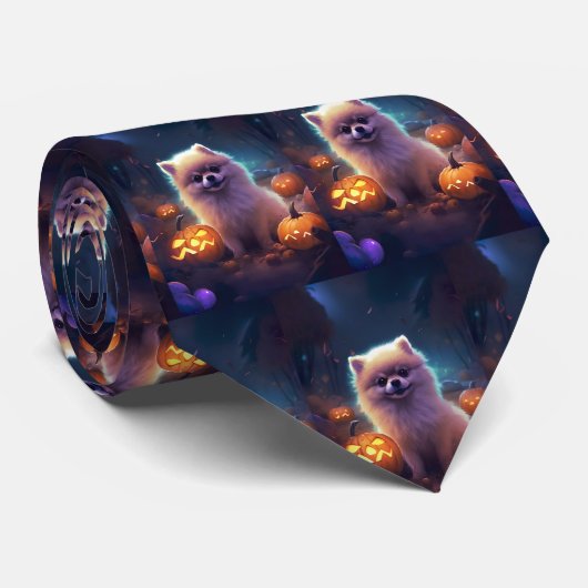 Halloween-Spitz mit Pumpkins Beängstigend Krawatte (Gerollt)