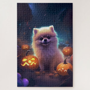 Halloween-Spitz mit Pumpkins Beängstigend Puzzle