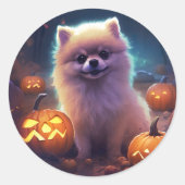 Halloween-Spitz mit Pumpkins Beängstigend Runder Aufkleber (Vorderseite)