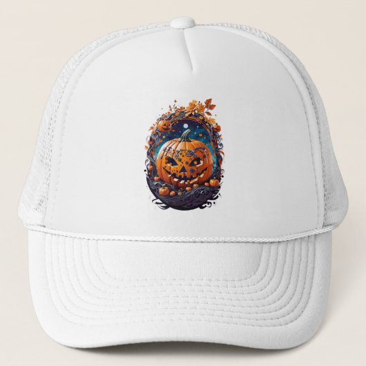 Halloween Splash-Kürbis Truckerkappe (Vorderseite)