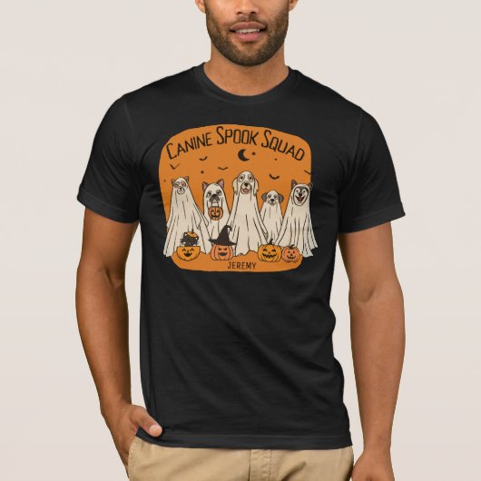 Halloween Spook Dorkige Hunde Geister Kürbis T-Shirt (Vorderseite)